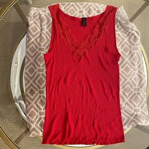 Red lace tank top